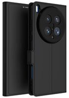 Kapa Noble Slim Magnetic Leather Flip Case Cover for Vivo X200 Ultra | Card Holder Stand Flip Wallet Case (Black)