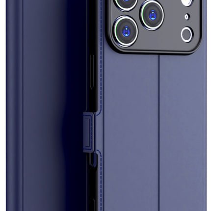 Kapa Noble Slim Magnetic Leather Flip Case Cover for Apple iPhone 17 Pro | Card Holder Stand Flip Wallet Case (Blue)