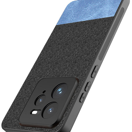 Kapa Soft Fabric & Leather Hybrid Protective Back Cover for Realme GT 7 PRO | Shockproof Slim Hard Anti Slip Back Case (Black,Blue)
