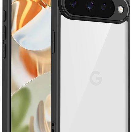 Kapa Hawkeye Clear Slim Tough Back Cover for Google Pixel 10 | Camera Lens Protector Anti Yellow Shockproof Clear Hybrid Case Cover (Black)