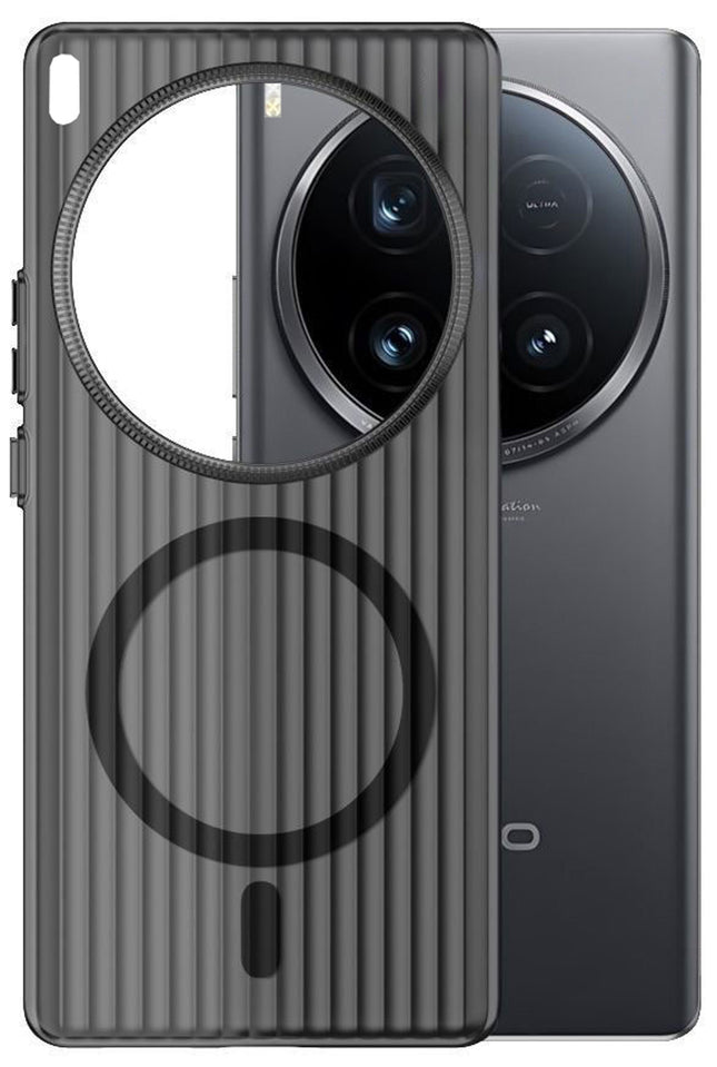 Kapa Wave Magnetic Frosted Grip Back Cover for Vivo X200 Ultra | [MagSafe Compatible] Wireless charging, Slim, Metal Buttons Matte Finish Back Case (Grey) - Mobizang