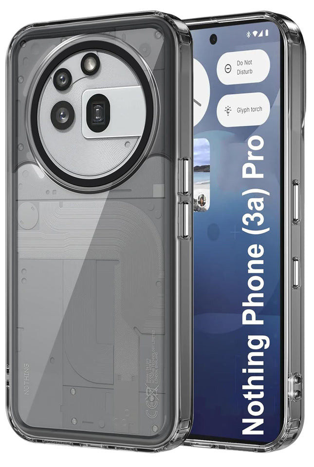 Kapa Warrior Acrylic Clear Back Cover For Nothing Phone 3A Pro | Slim Shockproof [Military Grade Protection] Hybrid Bumper Case (Grey Sides) - Mobizang