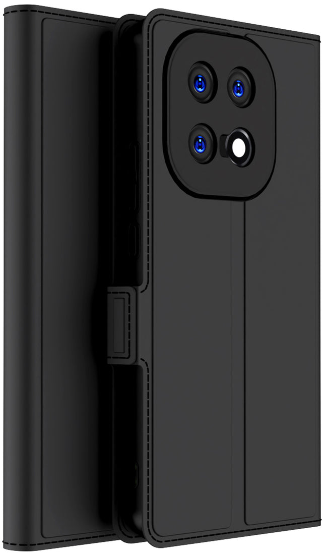 Kapa Noble Slim Magnetic Leather Flip Case Cover for IQOO 15 5G | Card Holder Stand Flip Wallet Case (Black)