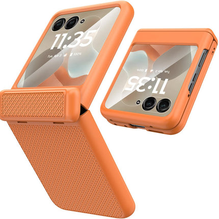 Kapa Textured Grip Hinge Protection Back Cover for Moto Razr 60/50 | with [Inbuilt Glass] Full Body Shockproof Hard Back Case (Orange)