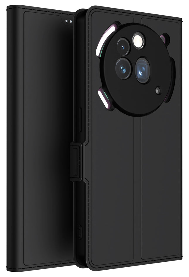 Kapa Noble Slim Magnetic Leather Flip Case Cover for Nothing Phone 3A Pro | Card Holder Stand Flip Wallet Case (Black)