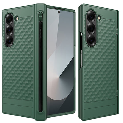 Kapa Geometric S Pen Holder Hinge Protection Back Cover for Samsung Galaxy Z Fold6 / Fold 6 | Slim Shock proof Case with Inbuilt Glass & S Pen Slot (Green)