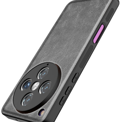 Kapa Tux Leather Back Cover for Oppo Find X8 Pro | Slim Shockproof Camera Protection Bumper Case (Grey)