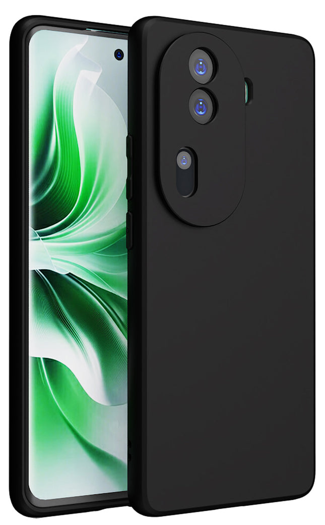 Kapa Matte Protective Lens Flexible Back Cover for Oppo Reno 11 Pro (5G) | Slim Silicone with Soft Lining Shockproof Full Body Bumper Case (Black)