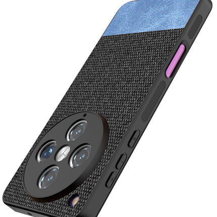 Kapa Soft Fabric & Leather Hybrid Protective Back Cover for Oppo Find X8 Pro | Shockproof Slim Hard Anti Slip Back Case (Black,Blue)