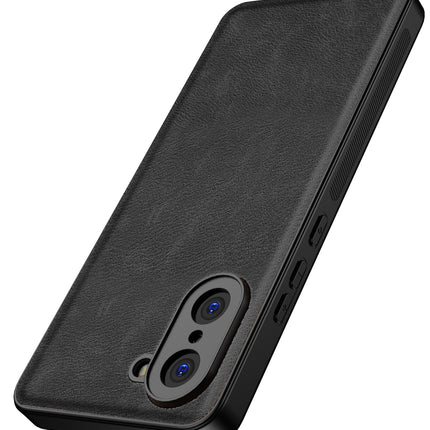 Kapa Tux Leather Back Cover for OnePlus Nord CE 5 | Slim Shockproof Camera Protection Bumper Case (Black)