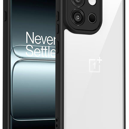 Kapa Hawkeye Clear Slim Tough Back Cover for OnePlus 13S | Camera Lens Protector Anti Yellow Shockproof Clear Hybrid Case Cover (Black) - Mobizang