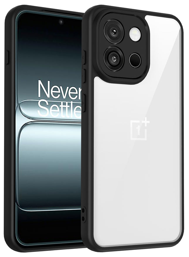 Kapa Hawkeye Clear Slim Tough Back Cover for OnePlus 13S | Camera Lens Protector Anti Yellow Shockproof Clear Hybrid Case Cover (Black) - Mobizang