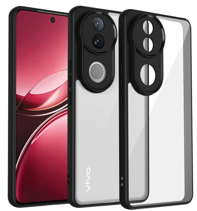 Kapa Hawkeye Clear Back Cover for Vivo V50 5G | Camera Lens Protector Shockproof Slim Clear Case Cover (Black Sides)