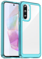 Kapa Unicorn Acrylic Clear Back Cover For Samsung Galaxy A36 | Slim Shockproof [Military Grade Protection] Hybrid Bumper Case (Blue Sides) - Mobizang