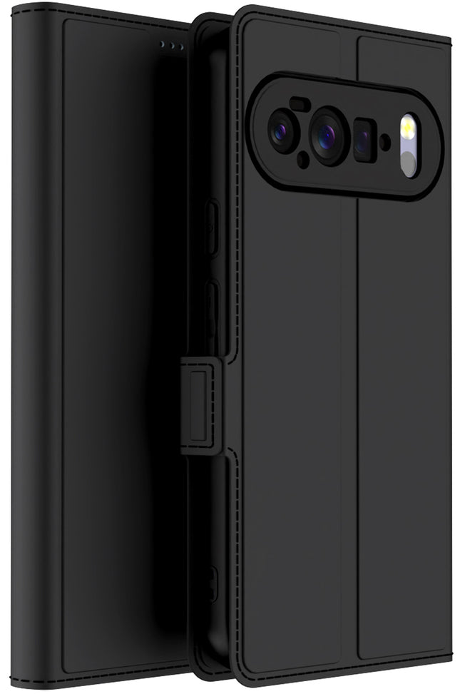 Kapa Noble Slim Magnetic Leather Flip Case Cover for Google Pixel 10 Pro | Card Holder Stand Flip Wallet Case (Black) - Mobizang