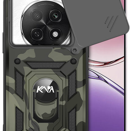 Kapa Tank Back Cover for Oppo F29 5G | Inbuilt Ring + Slider Shockproof Lens Protection Bumper Back Case (Black)