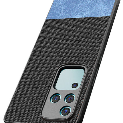 Kapa Soft Fabric & Leather Hybrid Protective Back Cover for Vivo V30 Pro (5G) | Shockproof Slim Hard Anti Slip Back Case (Black,Blue)