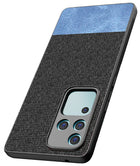 Kapa Soft Fabric & Leather Hybrid Protective Back Cover for Vivo V30 Pro (5G) | Shockproof Slim Hard Anti Slip Back Case (Black,Blue)