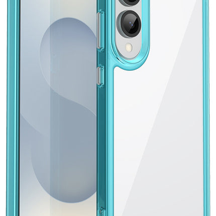 Kapa Unicorn Acrylic Clear Back Cover For Samsung Galaxy S25 Edge | Slim Shockproof [Military Grade Protection] Hybrid Bumper Case (Blue Sides) - Mobizang
