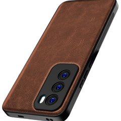 Kapa Tux Leather Back Cover for Oppo Reno 12 (5G) | Slim Shockproof Camera Protection Bumper Case (Brown) - Mobizang