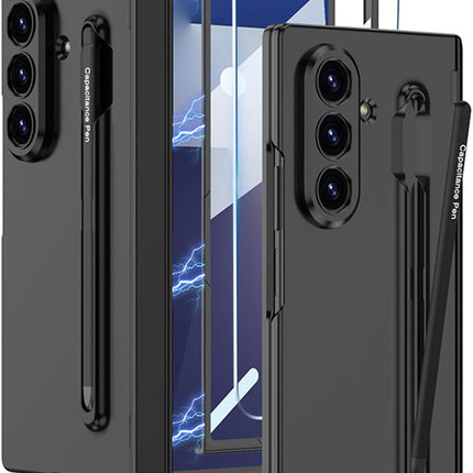 Kapa Contrast Magnetic Hinge Case for Samsung Galaxy Z Fold 7 | Inbuilt S-Pen Holder Slim Back Cover (Black with Black Pen)