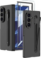 Kapa Contrast Magnetic Hinge Case for Samsung Galaxy Z Fold 7 | Inbuilt S-Pen Holder Slim Back Cover (Black with Black Pen)
