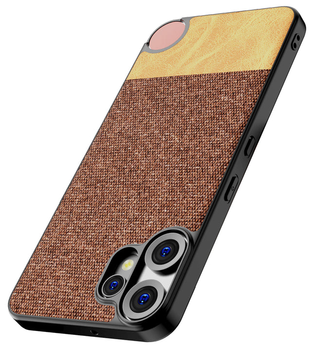 Kapa Soft Fabric & Leather Hybrid Protective Back Cover for CMF Phone 2 Pro | Shockproof Slim Hard Anti Slip Back Case (Brown)