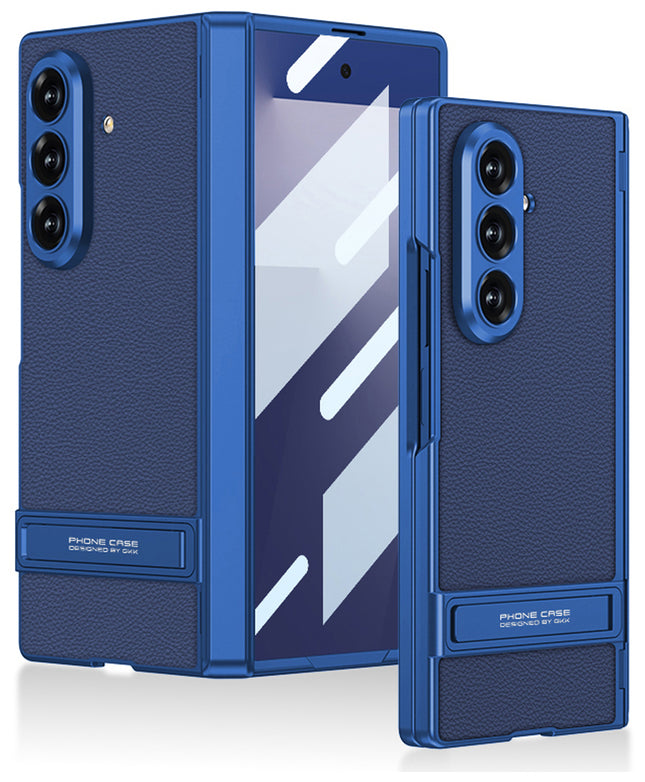 Kapa Leather Case with Stand and Hinge Protection Back Cover for Samsung Galaxy Z Fold7 / Fold 7 | Ultra Thin Full Body Protection Hard Cover (Blue)