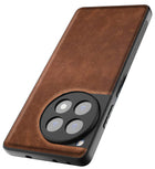 Kapa Tux Leather Back Cover for Oneplus 12R | Slim Shockproof Camera Protection Bumper Case (Brown) - Mobizang