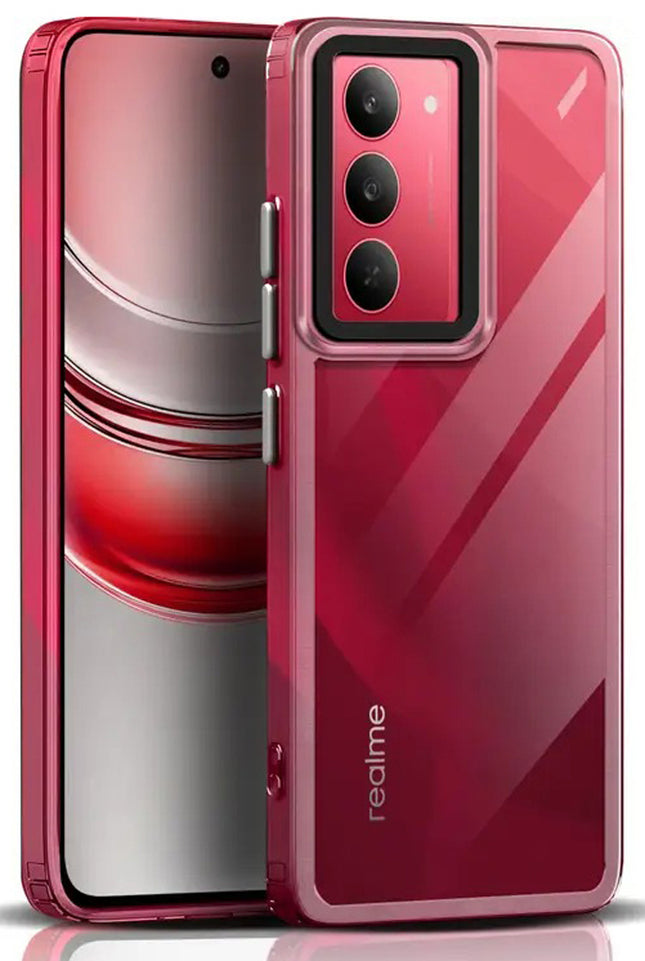 Kapa Warrior Acrylic Clear Back Cover For Realme 14X | Slim Shockproof [Military Grade Protection] Hybrid Bumper Case (Clear Sides) - Mobizang