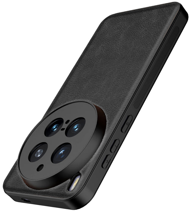 Kapa Tux Leather Back Cover for Vivo X300 Pro 5G | Slim Shockproof Camera Protection Bumper Case (Black)