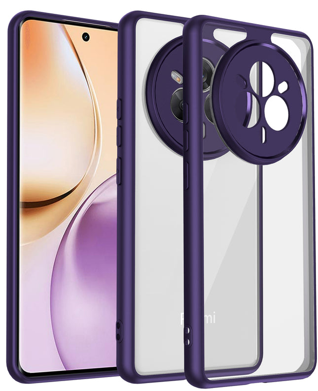 Kapa Hawkeye Clear Back Cover for Realme 14 Pro 5G | Camera Lens Protector Shockproof Slim Clear Case Cover (Purple Sides)