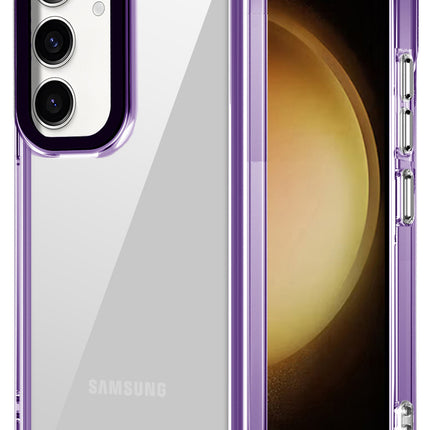 Kapa Warrior Acrylic Clear Back Cover For Samsung Galaxy S25 Plus | Slim Shockproof [Military Grade Protection] Hybrid Bumper Case (Purple Sides)