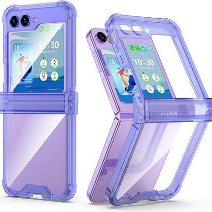 Kapa Clear Airbag with Hinge Protection Back Case for Samsung Galaxy Flip6 / Z Flip 6 | Transparent Shockproof Slim Hard Protective Cover (Purple)