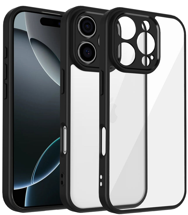 Kapa Hawkeye Clear Back Cover for Apple iPhone 16 Pro | Camera Lens Protector Shockproof Slim Clear Case Cover (Black Sides)