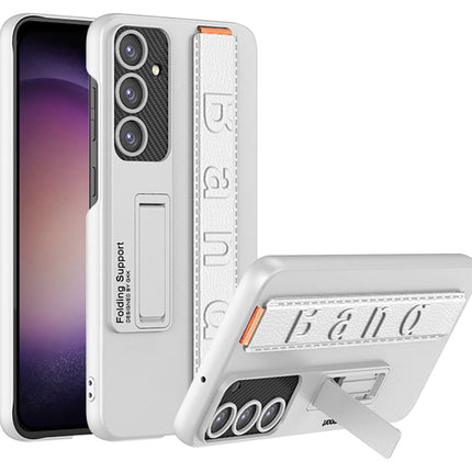 Kapa Ultra Thin Band + Stand Back Case for Samsung S25 | Slim Camera Lens Protection Cover with Kickstand (Silver)