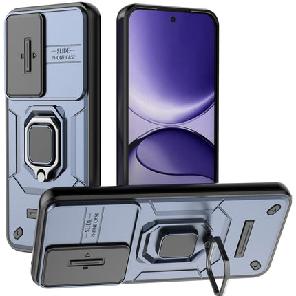 Kapa Armor Slider Back Cover for Poco F7 5G | Inbuilt Ring + Camera Slider Shockproof Lens Protection Bumper Back Case (Blue)