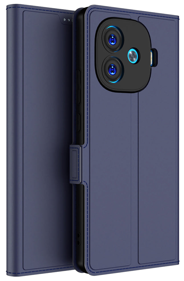 Kapa Noble Slim Magnetic Leather Flip Case Cover for iQoo Neo 10R | Card Holder Stand Flip Wallet Case (Blue)