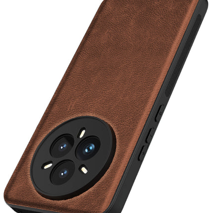 Kapa Tux Leather Back Cover for Realme 14 Pro 5G | Slim Shockproof Camera Protection Bumper Case (Brown)