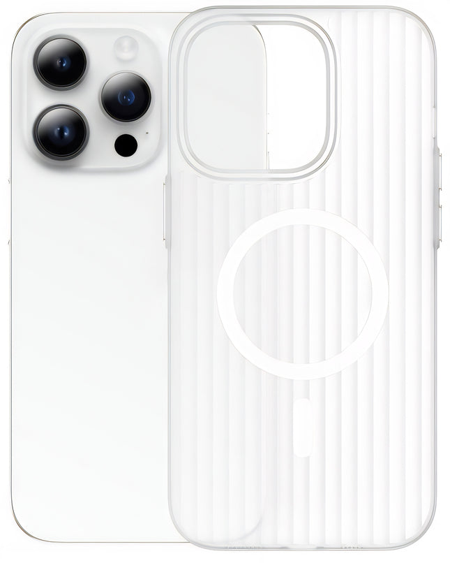 Kapa Matte Magnetic Wave Grip Back Cover for Apple iPhone 16 Pro | [MagSafe Compatible] Wireless charging, Slim, Metal Buttons, Frosted Back Case (White)