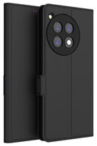 Kapa Noble Slim Magnetic Leather Flip Case Cover for OnePlus 12R | Card Holder Stand Flip Wallet Case (Black) - Mobizang