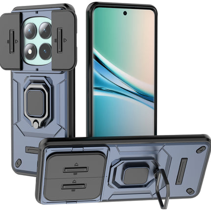 Kapa Armor Slider Back Cover for Redmi Note 15 5G | Inbuilt Ring + Camera Slider Shockproof Lens Protection Bumper Back Case (Blue) - Mobizang