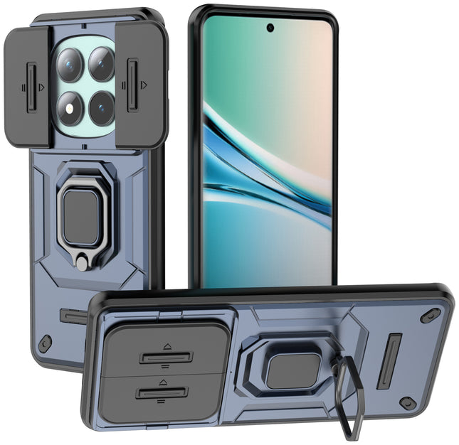 Kapa Armor Slider Back Cover for Redmi Note 15 5G | Inbuilt Ring + Camera Slider Shockproof Lens Protection Bumper Back Case (Blue) - Mobizang