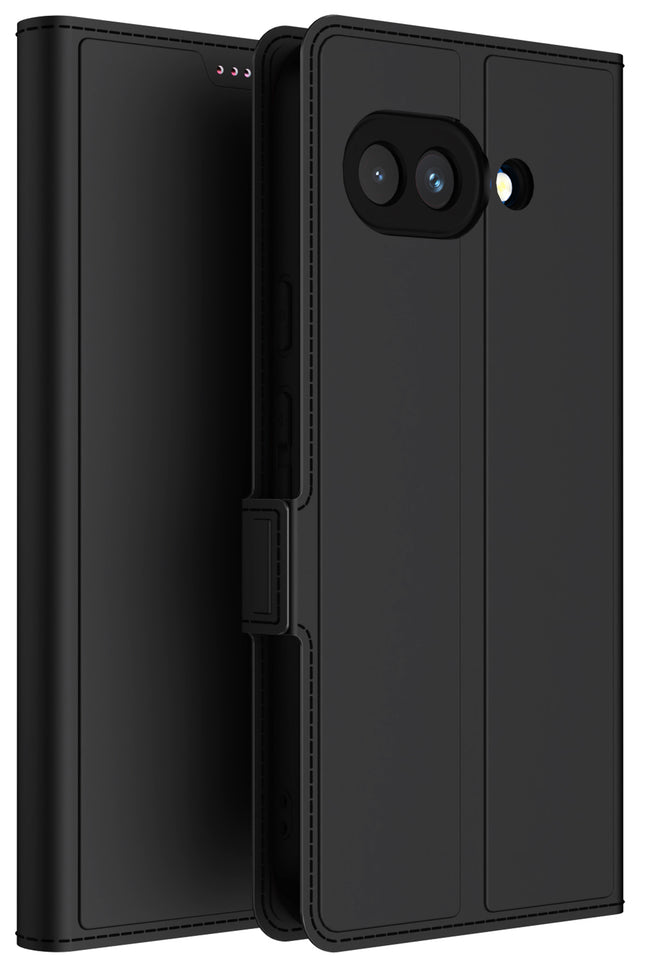 Kapa Noble Slim Magnetic Leather Flip Case Cover for Google Pixel 9A | Card Holder Stand Flip Wallet Case (Black) - Mobizang