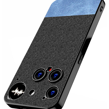 Kapa Soft Fabric & Leather Hybrid Protective Back Cover for Nothing Phone 3 5G | Shockproof Slim Hard Anti Slip Back Case (Black,Blue)
