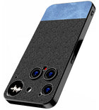 Kapa Soft Fabric & Leather Hybrid Protective Back Cover for Nothing Phone 3 5G | Shockproof Slim Hard Anti Slip Back Case (Black,Blue)