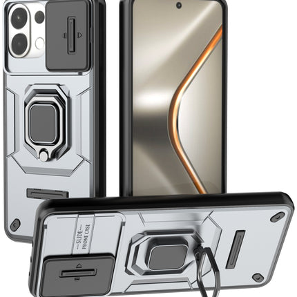 Kapa Armor Slider Back Cover for Oppo K13 5G | Inbuilt Ring + Camera Slider Shockproof Lens Protection Bumper Back Case (Grey)