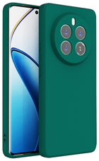 Kapa Matte Protective Lens Flexible Back Cover for Realme 12 Pro / 12 Pro Plus | Slim Silicone with Soft Lining Shockproof Full Body Bumper Case (Green)