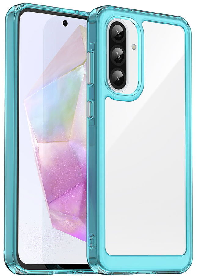 Kapa Unicorn Acrylic Clear Back Cover For Samsung Galaxy A56 | Slim Shockproof [Military Grade Protection] Hybrid Bumper Case (Blue Sides)