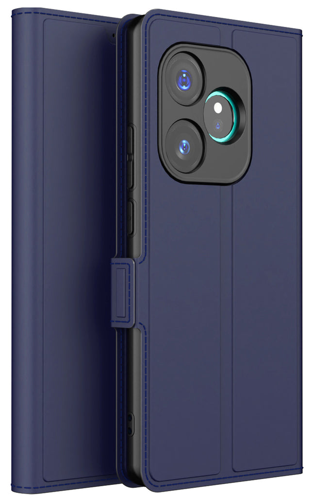 Kapa Noble Slim Magnetic Leather Flip Case Cover for Realme GT 6 / GT 6T | Card Holder Stand Flip Wallet Case (Blue)